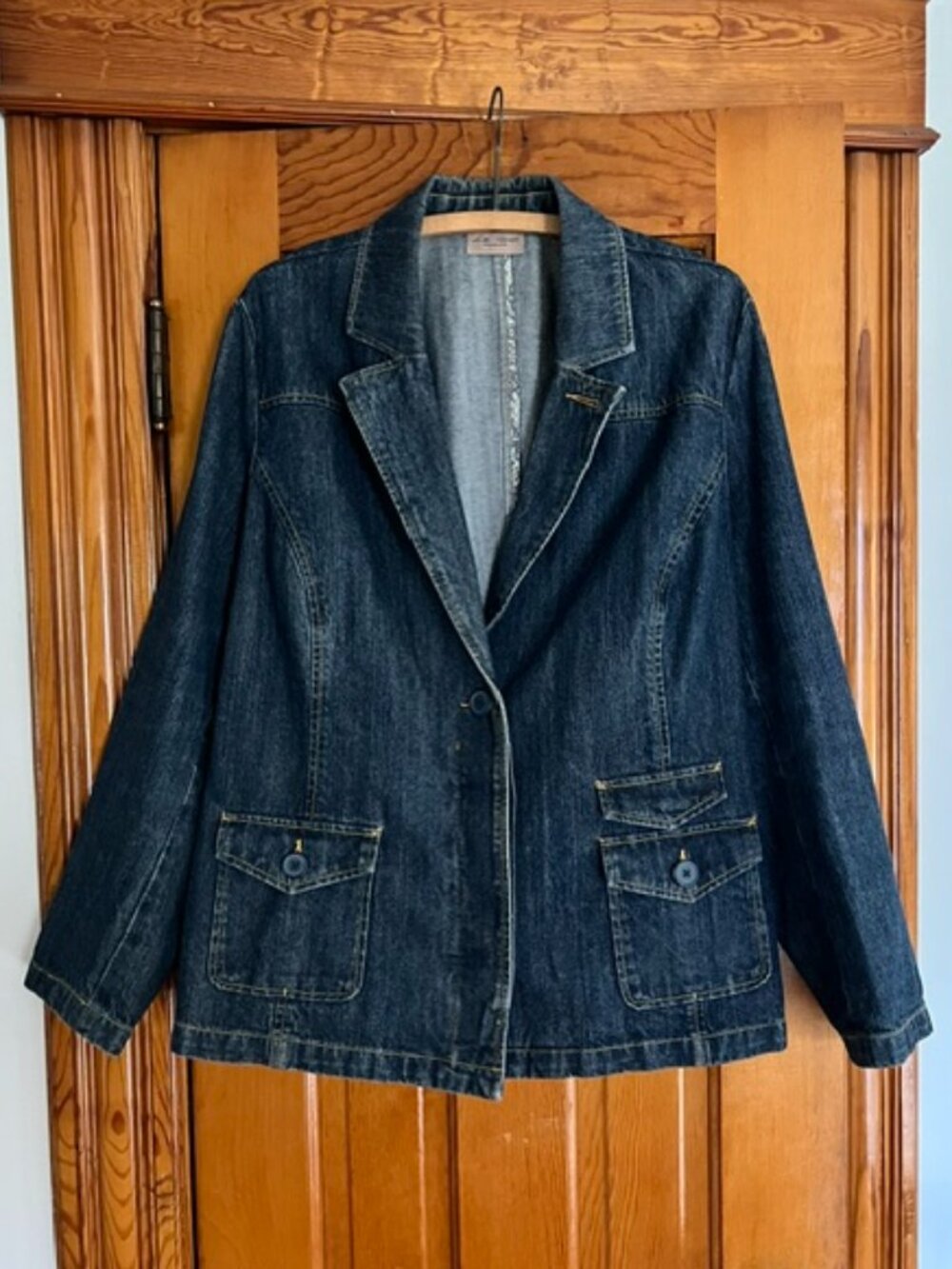 I.E. Relaxed Classic Tailored Dark Wash Denim Blazer Woman's 2X